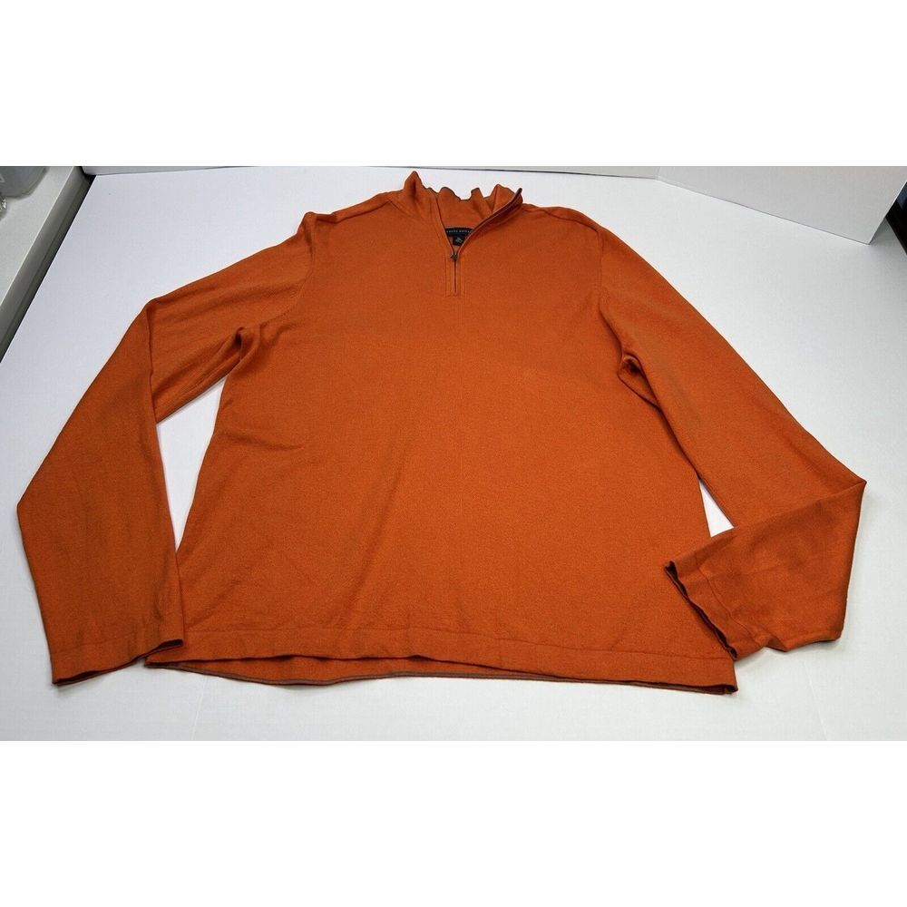 Banana Republic Men's XL Quarter Zip Long Sleeve Shirt Silk Blend Orange